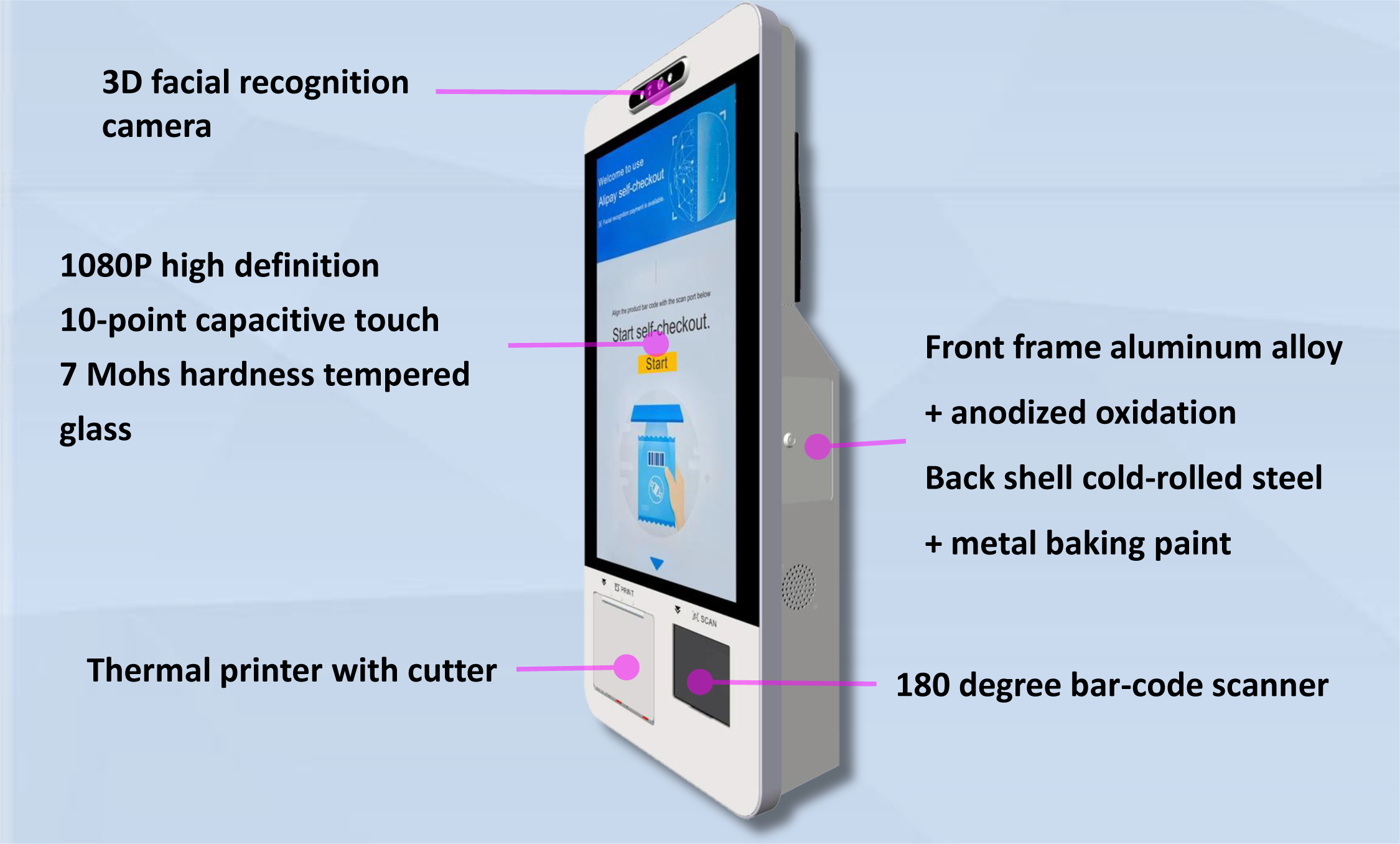 A1 시리즈 셀프 체크아웃 키오스크 외관 소개