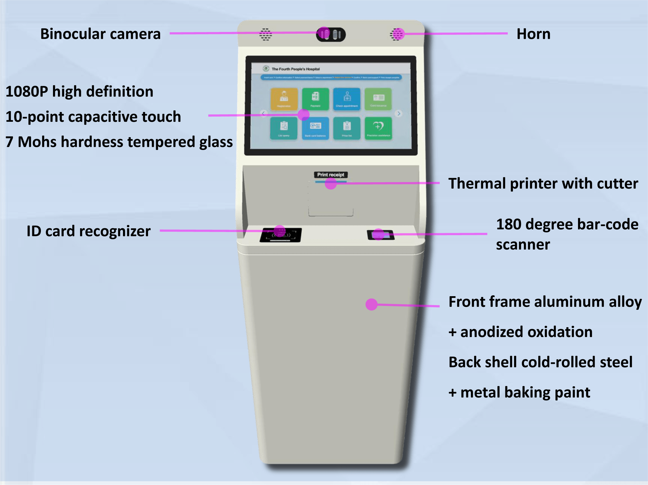 Q2 시리즈 셀프 서비스 키오스크 외관 소개 