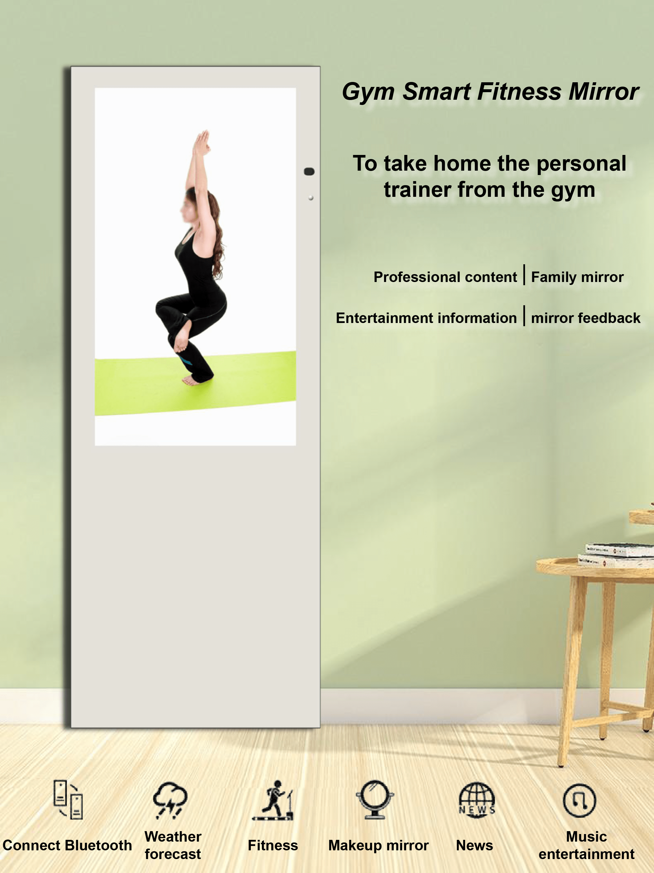 세련된 보안 체육관 스마트 피트니스 미러 디스플레이